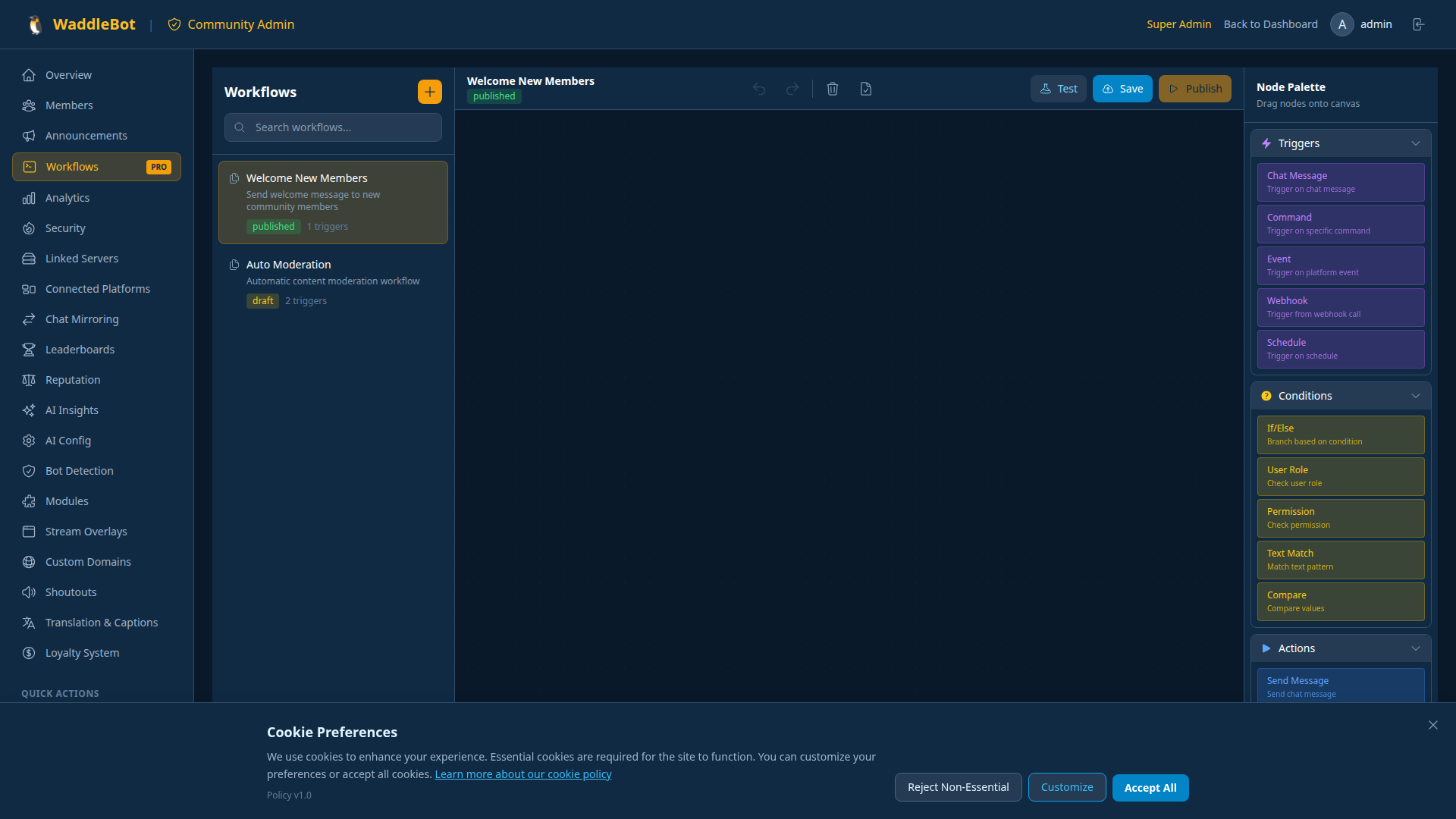 Waddles visual workflow builder